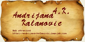 Andrijana Kalanović vizit kartica